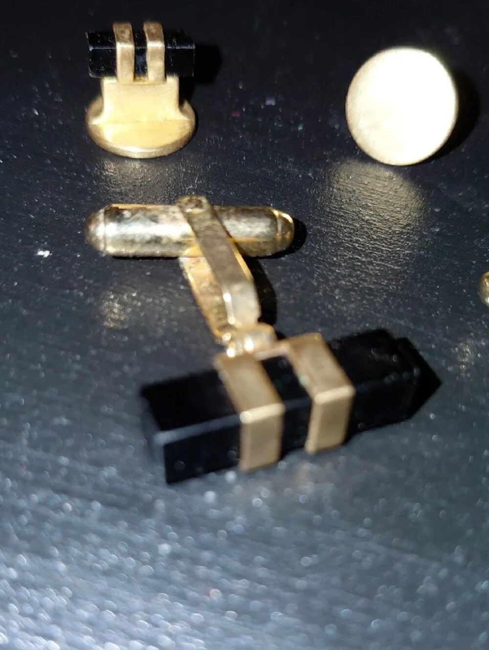Gold and Black Men's Cufflink and Stud Set